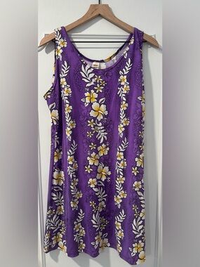 Vintage 80s 90s Mirasol Purple Hawaiian Sleeveless Dress - One Size